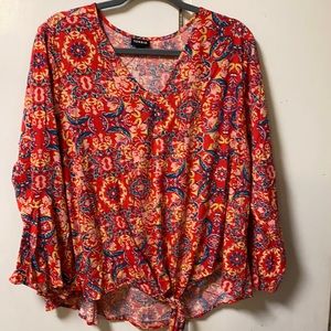 Torrid Multi colored bell sleeve top